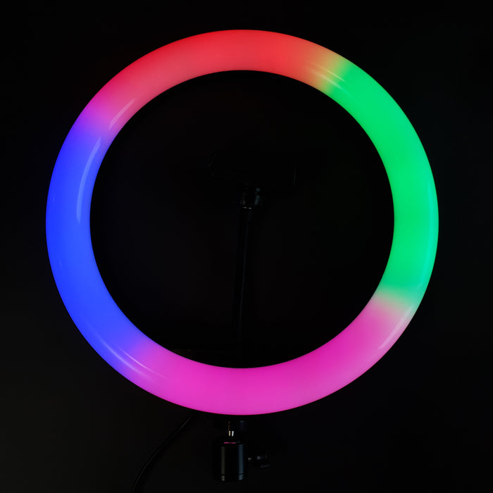 MJ 33 RGB LED Ring Light 33cm with Phone Clip – Multi-Color Light