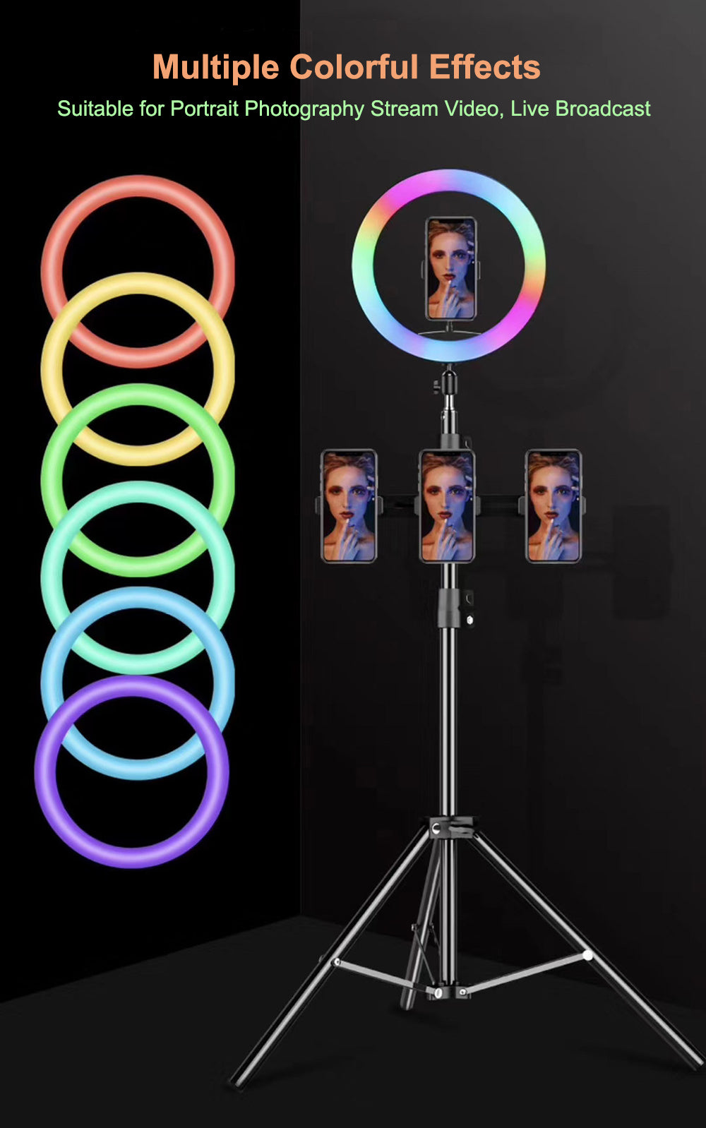MJ36 RGB LED Ring Light 36cm (13-Inch) with Phone Clip – Multi-Color Light