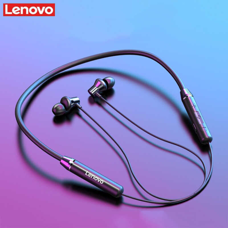 Lenovo HE05X Neckband Wireless Headphones – Bluetooth 5.0, IPX5 Waterproof, 10mm Drivers