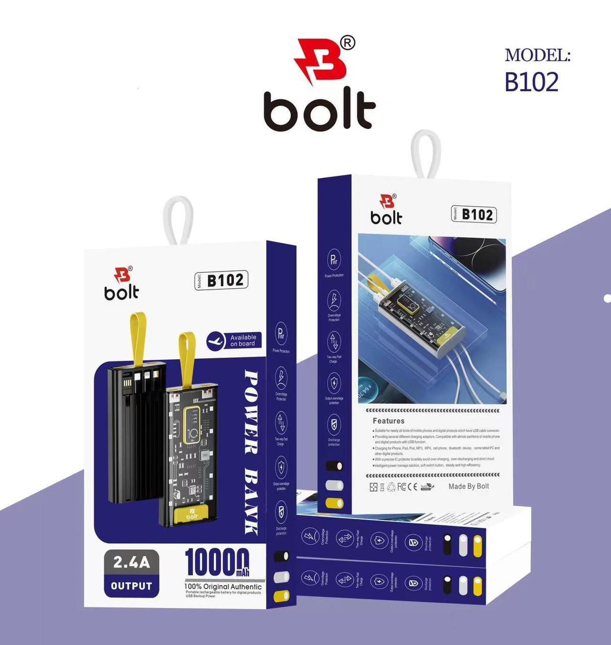 Bolt-B102- 10000 mAh Power Bank With Charging Light in Sight