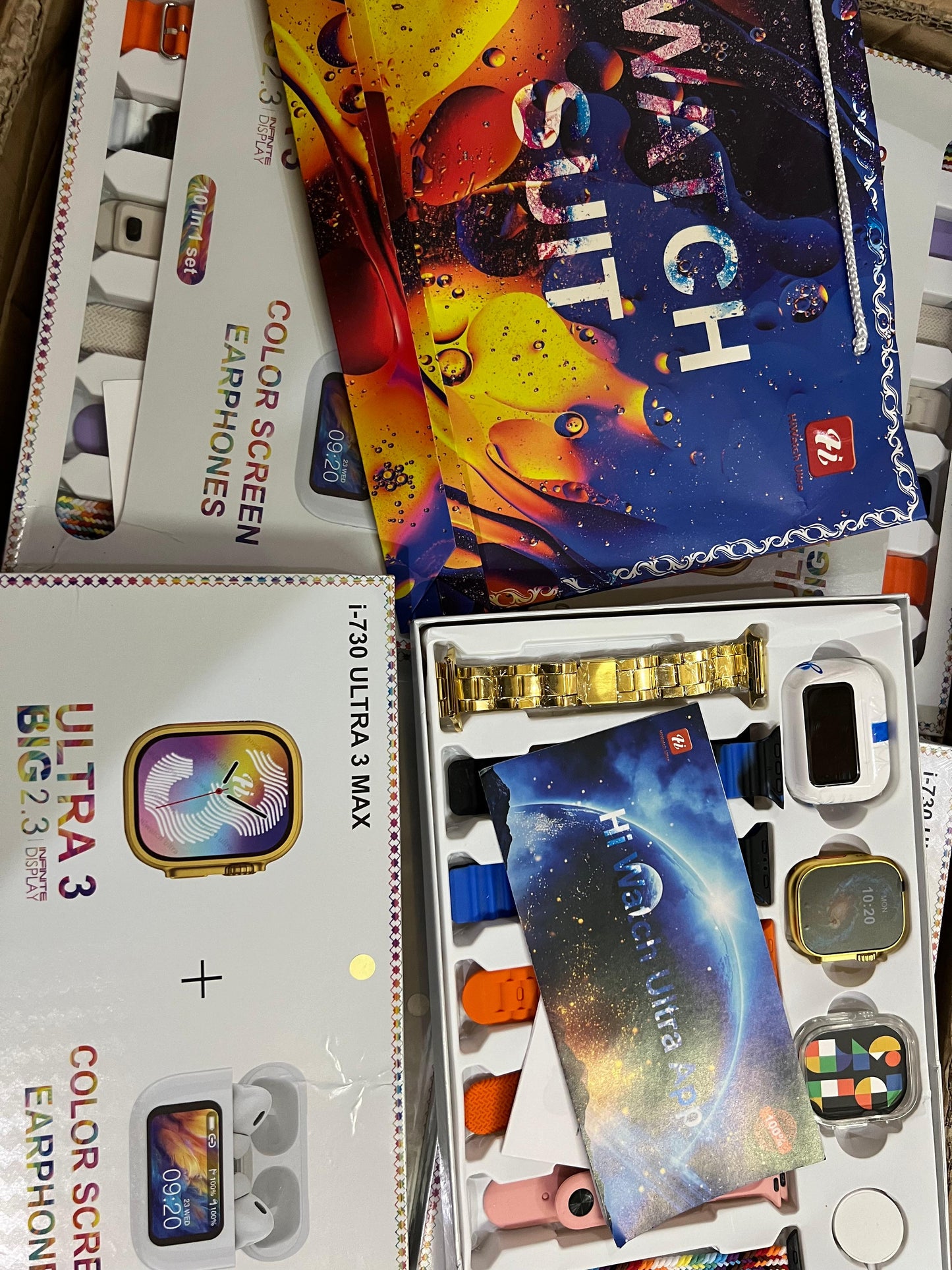 i-730 Ultra 3 Max Smart Watch with 7 Straps & TWS Screen Earbuds