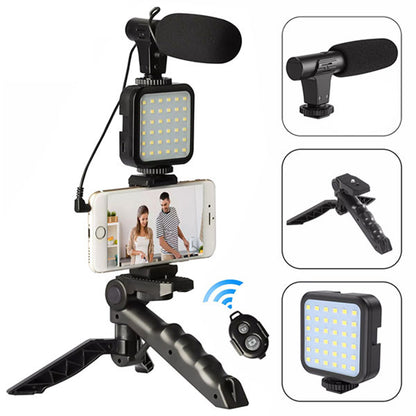 AY49 Mobile Vlogging Kit for Smartphone & Camera – Video Recording Studio Kit with Microphone, LED Fill Light, Tripod