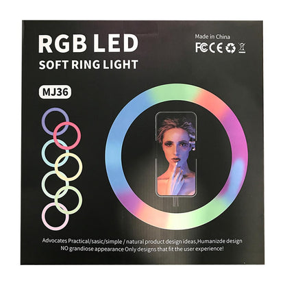 MJ36 RGB LED Ring Light 36cm (13-Inch) with Phone Clip – Multi-Color Light