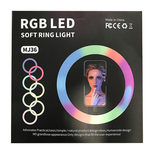 MJ36 RGB LED Ring Light 36cm (13-Inch) with Phone Clip – Multi-Color Light
