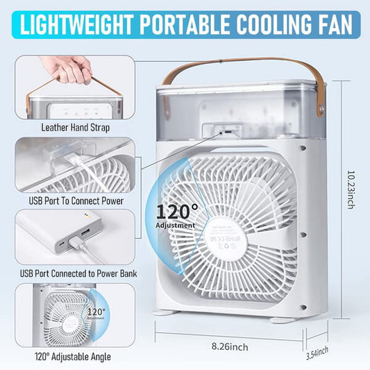 Portable Air Conditioner Fan USB Electric Fan with LED Night Light