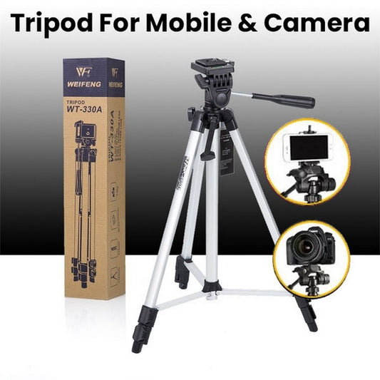 WT-330A Aluminum Professional Tripod Stand for Camera & Mobile – 360° Swivel Head Tripod