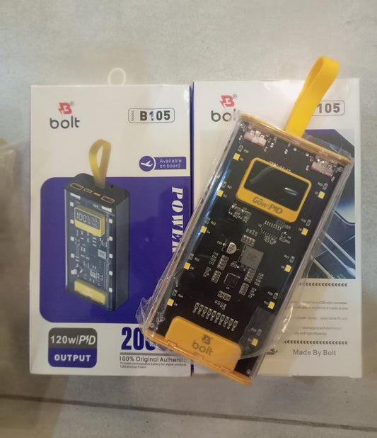 Bolt B105 Power Bank 20000mAh – 120W PD Super Fast Charging Portable Battery