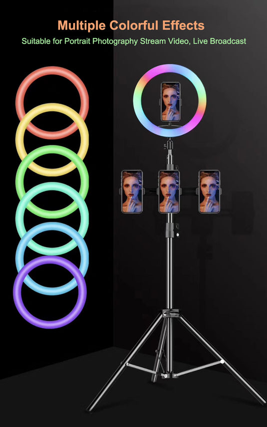 MJ36 RGB LED Ring Light 36cm (13-Inch) with Phone Clip – Multi-Color Light
