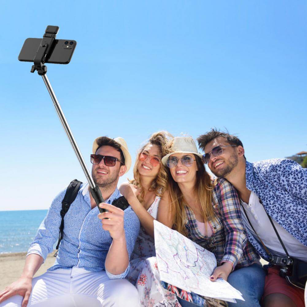 4-in-1 Wireless Selfie Stick Tripod with Bluetooth Remote, LED Ring Light, Foldable 70CM Mobile Holder
