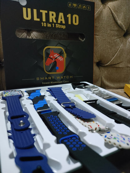 Ultra 10 Smartwatch, 2.0" HD Screen, Bluetooth Calling, 10 Straps Included