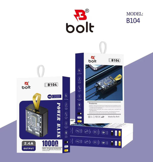 Bolt ‘B104' 10000mAh power bank charging light available in sight